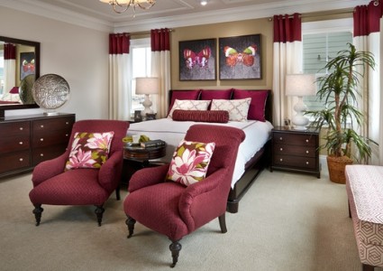 master bedroom with fabric